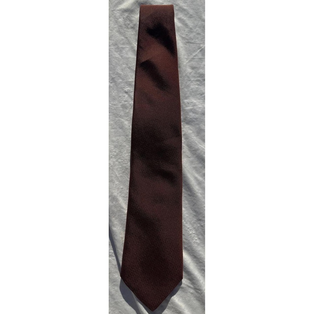 Brooks Brothers Makers Silk Tie Burnt Orange Navy Micro Weave Made in USA Englan